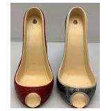 Misc. Vintage Glassware Including Uranium Vase (Crack In Bottom) High heel Shoe Wine Bottle Holders & More