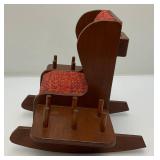 Vintage Handmade Pin Chusion Rocking Chair With Thread Holder Arms