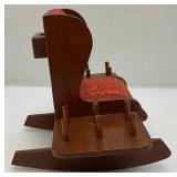 Vintage Handmade Pin Chusion Rocking Chair With Thread Holder Arms