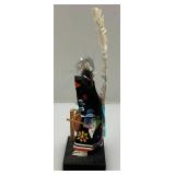 Vintage 8 1/2" Tall Traditional Japanese Ushioni Festival Wooden Handcarved Figurine In Orginal Box