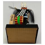 Vintage 8 1/2" Tall Traditional Japanese Ushioni Festival Wooden Handcarved Figurine In Orginal Box