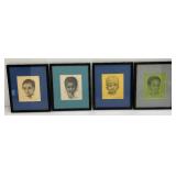 Vintage Framed Behind Glass J. Macdonald Henry Charcoal Lithography Prints 8 1/4" x 10 1/4"