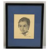 Vintage Framed Behind Glass J. Macdonald Henry Charcoal Lithography Prints 8 1/4" x 10 1/4"