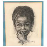 Vintage Framed Behind Glass J. Macdonald Henry Charcoal Lithography Prints 8 1/4" x 10 1/4"