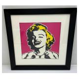 Vintage Framed Behind Glass Tomas Viana Pop Art Marilyn Monroe Print 18 1/2" x 18 1/2"