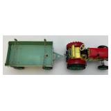 Vintage KDN Kovodruzstvo Nachod Czech Wind Up 3 Speed Tin Litho Tractor With Trailor (Works) With Schilling Key