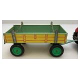 Vintage KDN Kovodruzstvo Nachod Czech Wind Up 3 Speed Tin Litho Tractor With Trailor (Works) With Schilling Key