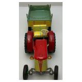Vintage KDN Kovodruzstvo Nachod Czech Wind Up 3 Speed Tin Litho Tractor With Trailor (Works) With Schilling Key