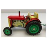 Vintage KDN Kovodruzstvo Nachod Czech Wind Up 3 Speed Tin Litho Tractor With Trailor (Works) With Schilling Key