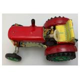 Vintage KDN Kovodruzstvo Nachod Czech Wind Up 3 Speed Tin Litho Tractor With Trailor (Works) With Schilling Key