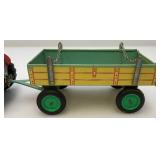 Vintage KDN Kovodruzstvo Nachod Czech Wind Up 3 Speed Tin Litho Tractor With Trailor (Works) With Schilling Key