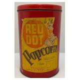 Misc. Vintage Advertisement Pieces Including Red Dot Popcorn Tin, Pears Soap Washboard & More