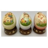 Arni Fernandiz Italy Handcaved Egg Figurines With Stands