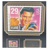 Framed Behind Glass ELVIS PRESLEY Stamp & Stamp Print (Factory Sealed)