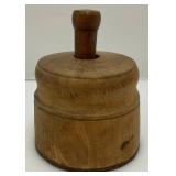 Antique Large Wooden Butter Mold & Stamp Press 4 5/8" x 3 3/4"