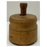 Antique Large Wooden Butter Mold & Stamp Press 4 5/8" x 3 3/4"