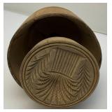 Antique Large Wooden Butter Mold & Stamp Press 4 5/8" x 3 3/4"