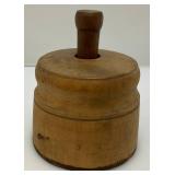 Antique Large Wooden Butter Mold & Stamp Press 4 5/8" x 3 3/4"