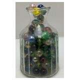 Misc. Vintage Marbles In Vintage Bottle