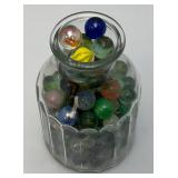 Misc. Vintage Marbles In Vintage Bottle
