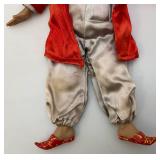 Antique Gray & Red Silk Dressed Chinese Figurine Statue Doll 13"