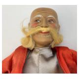 Antique Gray & Red Silk Dressed Chinese Figurine Statue Doll 13"