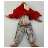 Antique Gray & Red Silk Dressed Chinese Figurine Statue Doll 13"