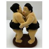 Miniature Flocked Sumo Wrestler Bobble Heads 5 1/2"