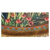 Vintage Russian Lacquer Hand Painted Wooden Plate With Battle Theme 11 1/2"