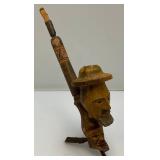 Vintage Two Headed Hand Carved Pipe 9"
