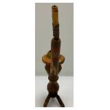 Vintage Two Headed Hand Carved Pipe 9"