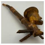 Vintage Two Headed Hand Carved Pipe 9"