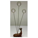 Vintage Heavy Metal Cloisonne Giraffe Letter Holder With Crystals 2 1/2" W x 2 3/4" H