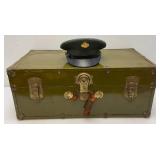 Vintage Army Foot Locker With Army Cap