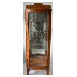Vintage Wood Miniature Bow Front Curio Cabinet 19 1/4" L x 14" x 59" H