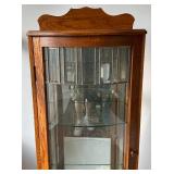 Vintage Wood Miniature Bow Front Curio Cabinet 19 1/4" L x 14" x 59" H