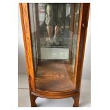 Vintage Wood Miniature Bow Front Curio Cabinet 19 1/4" L x 14" x 59" H