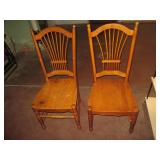 (2) Vintage hardwood fan-back dinin...