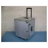 Heavy Duty Aluminum Carrying Case On Wheels Measures:  21" X 16" X 16"