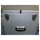 Heavy Duty Aluminum Carrying Case On Wheels Measures:  21" X 16" X 16"