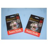 Quantity 2 - NEW - SanDisk Extreme PRO Memory 64GB SD Cards