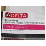Mixed Lot of Delta Trinsic Single Post Toilet Paper Holder and  Open Towel Ring in Champagne Bronze