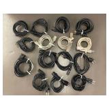 Collection of 14 Assorted Power Cords with Various Plug Types