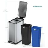 Home Zone Living 13 Gallon Kitchen Trash Can with Dual Compartments
