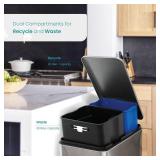 Home Zone Living 13 Gallon Kitchen Trash Can with Dual Compartments