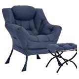 HomEastlly Lazy Chair with Ottoman (Navy)