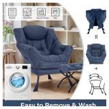 HomEastlly Lazy Chair with Ottoman (Navy)