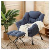 HomEastlly Lazy Chair with Ottoman (Navy)