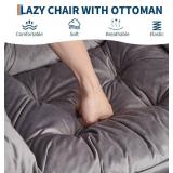 GarveeHome Lazy Chair with Ottoman (Dark Gray)