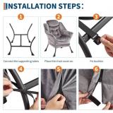 GarveeHome Lazy Chair with Ottoman (Dark Gray)